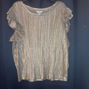 Elegant Metallic Blouse with Ruffle Sleeves